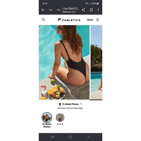 New Large Fabletics Black NOA Sexy Low Back One Piece Swimsuit Bathing Suit NWT - Picture 1 of 10